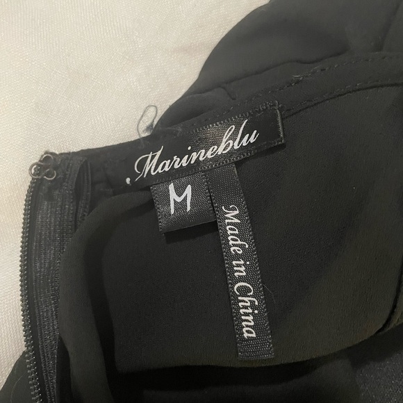 Marineblu Black and Gold Mini Cocktail Dress with Tulle Overlay sz M - Picture 5 of 6